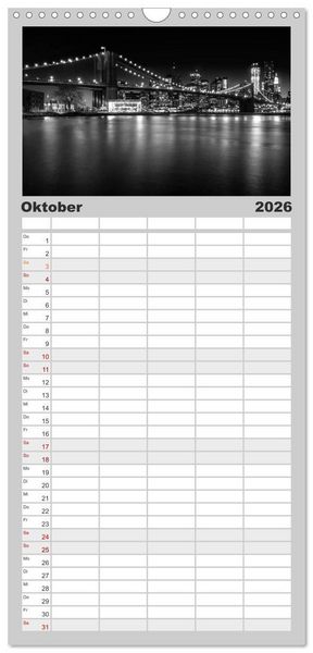 Produktbild: Familienplaner 2026 - New York &ndash; The Big Apple mit 5 Spalten (Wandkalender, 21 x 45 cm) CALVENDO