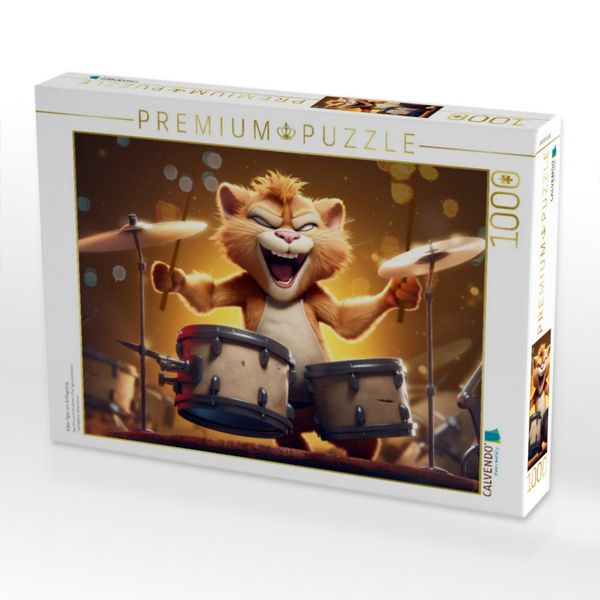 Produktbild: CALVENDO Puzzle Kater Tiger am Schlagzeug | 1000 Teile Lege-Gr&ouml;&szlig;e 64x48cm Foto-Puzzle f&uuml;r gl&uuml;ckliche Stunden