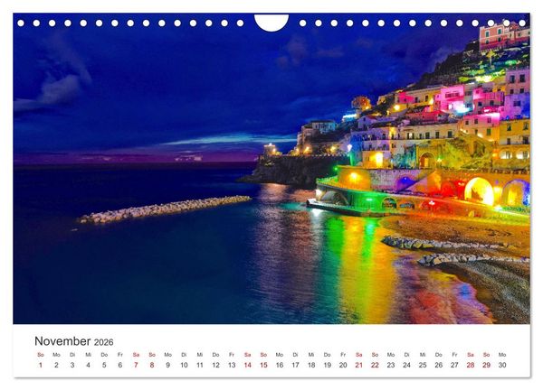 Produktbild: Amalfi K&uuml;ste - Italiens wundersch&ouml;ner K&uuml;stenabschnitt. (Wandkalender 2026 DIN A4 quer), CALVENDO Monatskalender