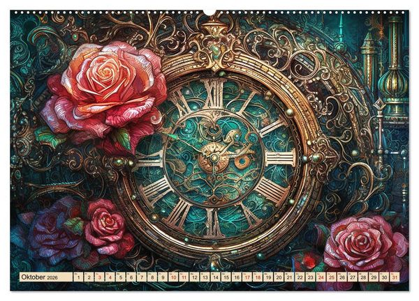 Produktbild: Floraler Steampunk (hochwertiger Premium Wandkalender 2026 DIN A2 quer), Kunstdruck in Hochglanz