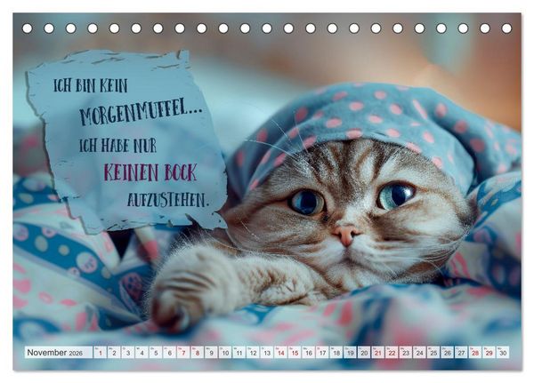 Produktbild: MORGENMUFFEL M&uuml;rrische Weisheiten (Tischkalender 2026 DIN A5 quer), CALVENDO Monatskalender
