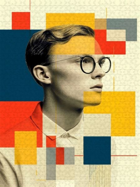 Produktbild: CALVENDO Puzzle Rationalit&auml;t im Raster - das Gesicht als Zentrum zwischen Fl&auml;che und Struktur | 1000 Teile Lege-Gr&ouml;&szlig;e 64x48cm Foto-Puzzle f&uuml;r gl&uuml;cklic