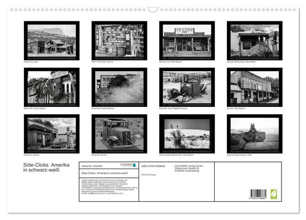 Produktbild: Side-Clicks Amerika in schwarz-wei&szlig; (Wandkalender 2026 DIN A2 quer), CALVENDO Monatskalender