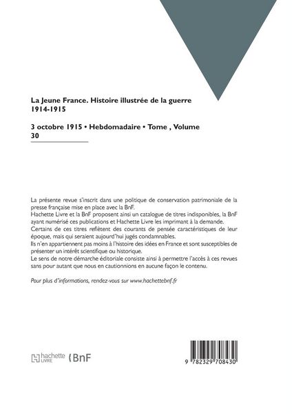 Produktbild: La Jeune France. Histoire illustr&eacute;e de la guerre 1914-1915