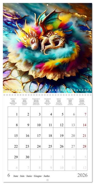 Produktbild: De jolis b&eacute;b&eacute;s dragons (Calendrier mural carr&eacute; 2026 30x30 cm) Calendrier double avec une page pour vos prises de notes