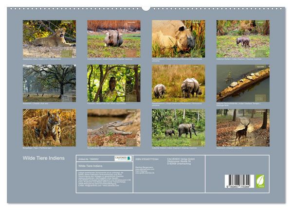 Produktbild: Wilde Tiere Indiens (hochwertiger Premium Wandkalender 2026 DIN A2 quer), Kunstdruck in Hochglanz