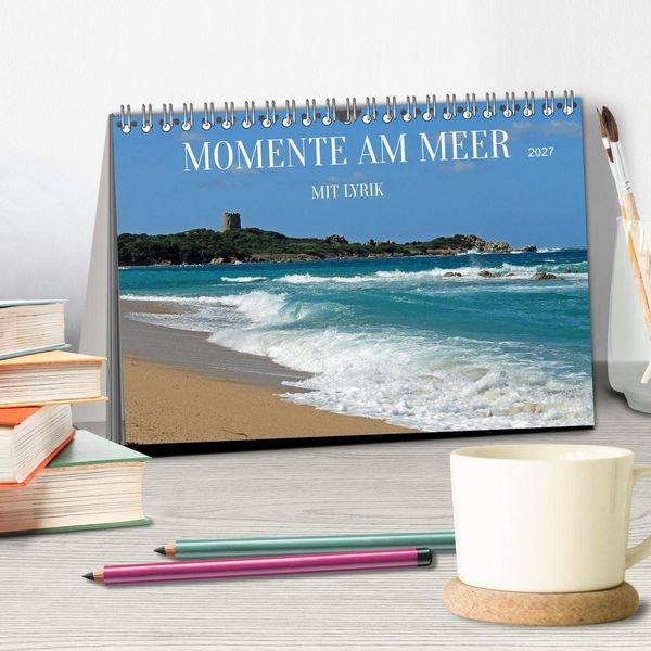 Produktbild: Momente am Meer mit Lyrik (Tischkalender 2027 DIN A5 quer), CALVENDO Monatskalender