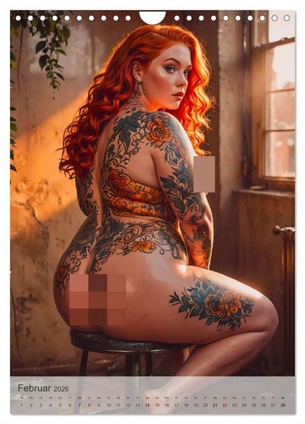 Produktbild: Verf&uuml;hrerische Momente - Kurven und Tattoos (Wandkalender 2026 DIN A4 hoch), CALVENDO Monatskalender