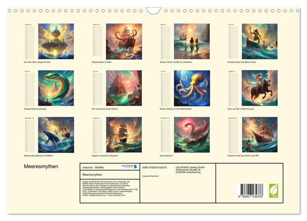 Produktbild: Meeresmythen (Wandkalender 2026 DIN A3 quer), CALVENDO Monatskalender