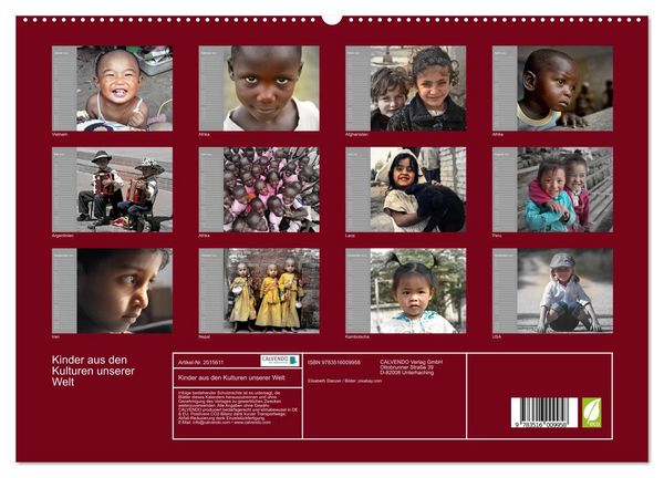 Produktbild: Kinder aus den Kulturen unserer Welt (hochwertiger Premium Wandkalender 2026 DIN A2 quer), Kunstdruck in Hochglanz