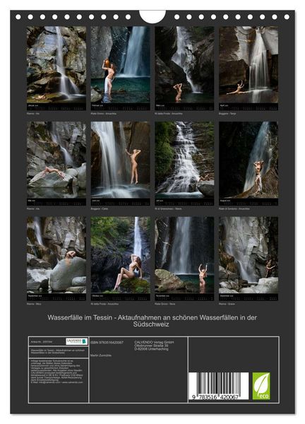 Produktbild: Wasserf&auml;lle im Tessin - Aktaufnahmen an sch&ouml;nen Wasserf&auml;llen in der S&uuml;dschweiz (Wandkalender 2026 DIN A4 hoch), CALVENDO Monatskalender