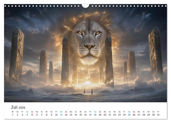 Produktbild: Die St&auml;rke der L&ouml;wenw&auml;chter (Wandkalender 2026 DIN A3 quer), CALVENDO Monatskalender