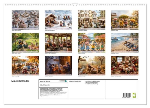 Produktbild: M&auml;usli Kalender (Wandkalender 2027 DIN A2 quer), CALVENDO Monatskalender