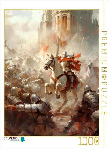 Produktbild: CALVENDO Puzzle Mittelalter mit Drachen, Rittern und Burgen | 1000 Teile Lege-Gr&ouml;&szlig;e 64x48cm Foto-Puzzle f&uuml;r gl&uuml;ckliche Stunden