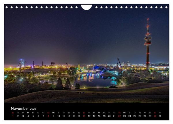 Produktbild: M&uuml;nchen bei Nacht (Wandkalender 2026 DIN A4 quer), CALVENDO Monatskalender