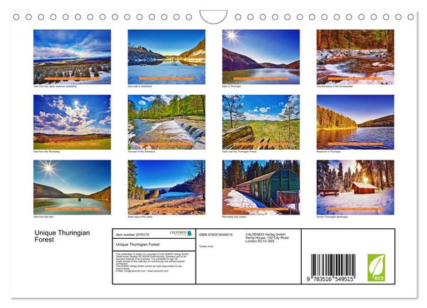 Produktbild: Unique Thuringian Forest (Wall Calendar 2026 DIN A4 landscape), CALVENDO 12 Month Wall Calendar