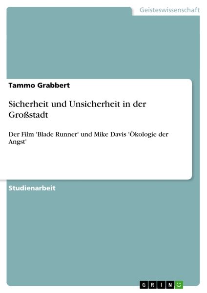 Produktbild: Sicherheit und Unsicherheit in der Gro&szlig;stadt