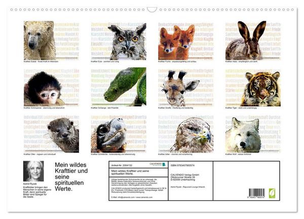 Produktbild: Mein wildes Krafttier und seine spirituellen Werte. (Wandkalender 2026 DIN A2 quer), CALVENDO Monatskalender