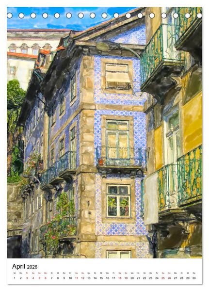 Produktbild: Porto - Stadtansichten in Aquarell (Tischkalender 2026 DIN A5 hoch), CALVENDO Monatskalender