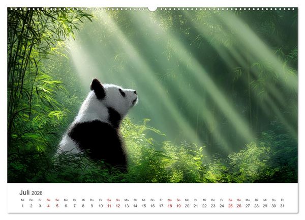 Produktbild: Schwarz auf Wei&szlig; - Der Panda-Kalender (Wandkalender 2026 DIN A2 quer), CALVENDO Monatskalender