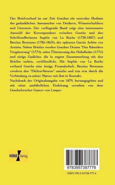 Produktbild: Briefe Goethe&acute;s an Sophie von La Roche und Bettina Brentano