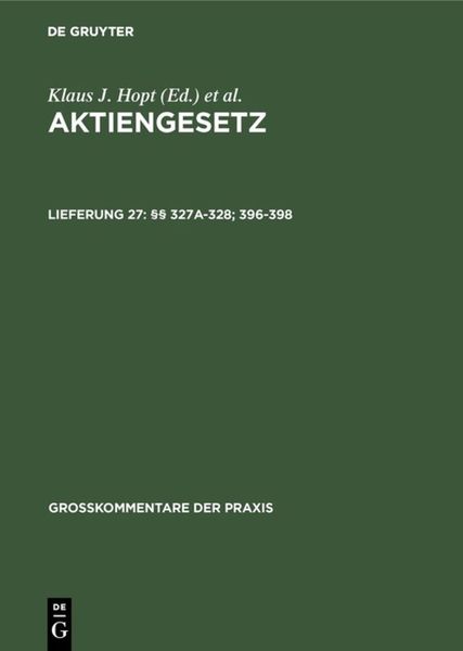 Produktbild: Aktiengesetz / &sect;&sect; 327a-328; 396-398
