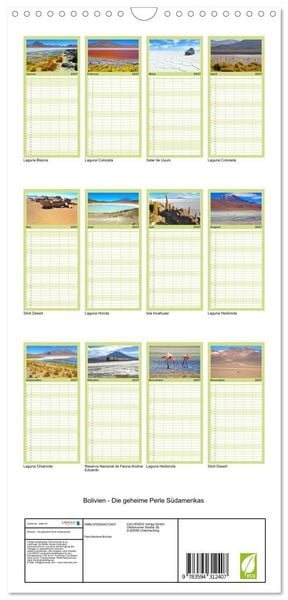 Produktbild: Familienplaner 2027 - Bolivien - Die geheime Perle S&uuml;damerikas mit 5 Spalten (Wandkalender, 21 x 45 cm) CALVENDO