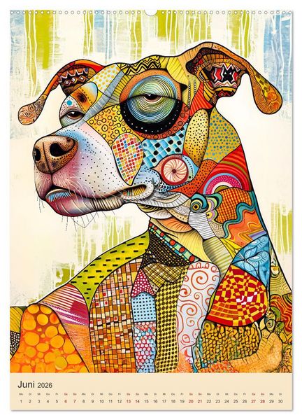 Produktbild: Pop-Art Hunde - Moderne, verr&uuml;ckte Hundeportr&auml;ts (Wandkalender 2026 DIN A2 hoch), CALVENDO Monatskalender