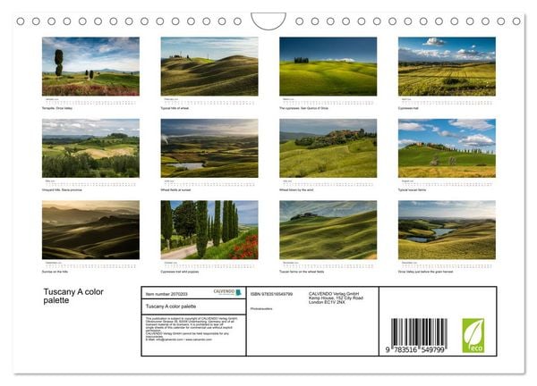 Produktbild: Tuscany A color palette (Wall Calendar 2026 DIN A4 landscape), CALVENDO 12 Month Wall Calendar