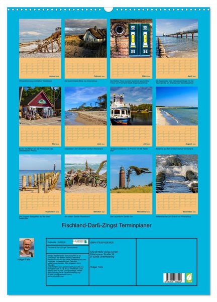 Produktbild: Fischland-Dar&szlig;-Zingst Terminplaner (Wandkalender 2026 DIN A2 hoch), CALVENDO Monatskalender