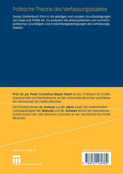 Produktbild: Politische Theorie des Verfassungsstaates