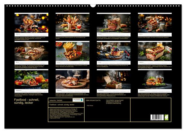 Produktbild: Fastfood - schnell, s&uuml;ndig, lecker (Wandkalender 2026 DIN A2 quer), CALVENDO Monatskalender