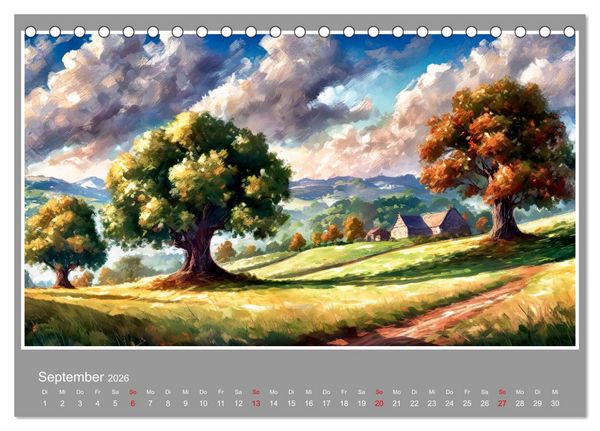 Produktbild: Landschaften im Jahreskreis (Tischkalender 2026 DIN A5 quer), CALVENDO Monatskalender