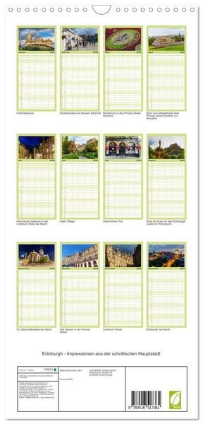 Produktbild: Familienplaner 2026 - Edinburgh - Impressionen aus der schottischen Hauptstadt mit 5 Spalten (Wandkalender, 21 x 45 cm) CALVENDO