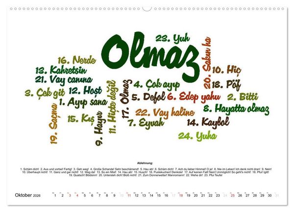 Produktbild: Smalltalk Sprachkalender T&uuml;rkisch-Deutsch (Wandkalender 2026 DIN A2 quer), CALVENDO Monatskalender