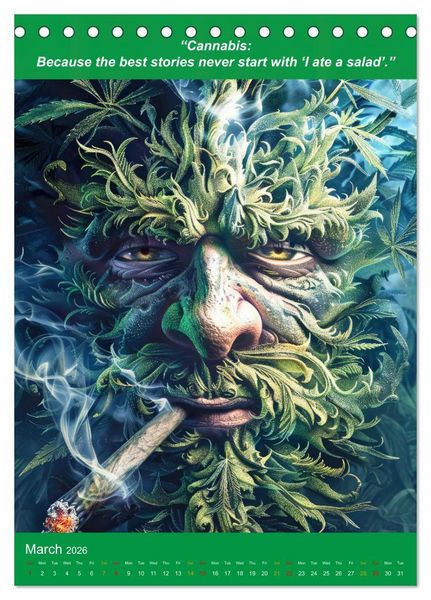 Produktbild: The funniest cannabis pictures and slogans (Desk Calendar 2026 DIN A5 portrait), CALVENDO 12 Month DeskCalendar