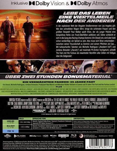 Produktbild: The Fast and the Furious - 25th Anniversary Edition - Steelbook (4K-UHD+Blu-ray)