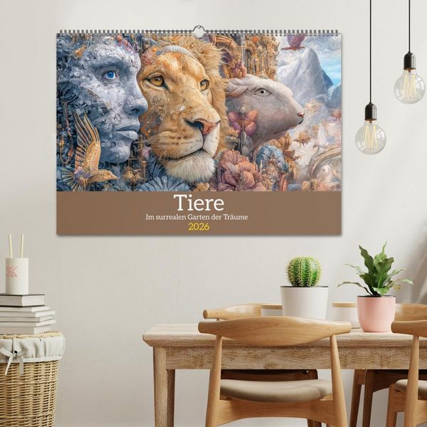 Produktbild: Tiere - Im surrealen Garten der Tr&auml;ume (Wandkalender 2026 DIN A2 quer), CALVENDO Monatskalender