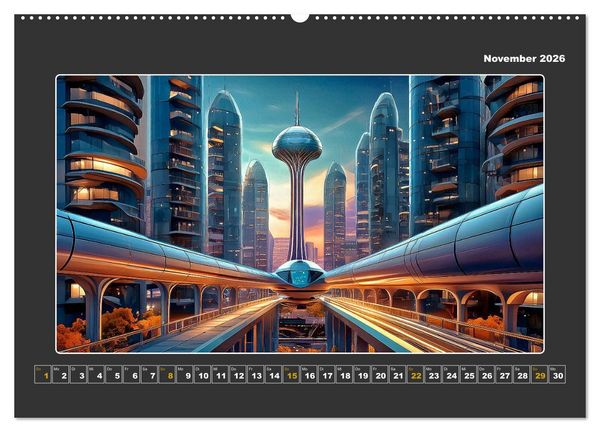 Produktbild: Zukunftsvision Megacity (hochwertiger Premium Wandkalender 2026 DIN A2 quer), Kunstdruck in Hochglanz