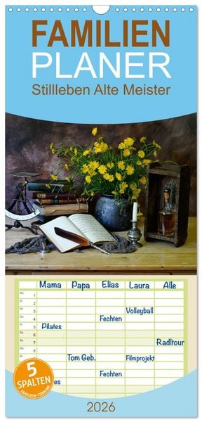 Produktbild: Familienplaner 2026 - Stillleben Alte Meister mit 5 Spalten (Wandkalender, 21 x 45 cm) CALVENDO