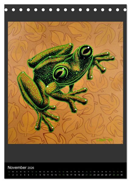 Produktbild: Acrylic paintings - Pfeilgiftfr&ouml;sche und Cham&auml;leons (Tischkalender 2026 DIN A5 hoch), CALVENDO Monatskalender
