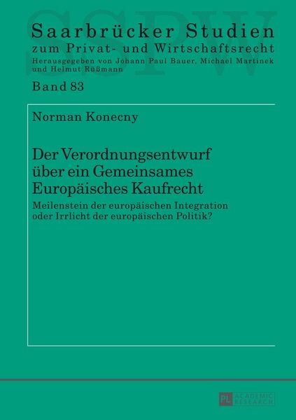 Produktbild: Der Verordnungsentwurf ueber ein Gemeinsames Europaeisches Kaufrecht
