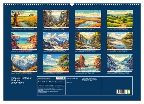 Produktbild: Peaceful Realms of Illustrated Landscapes (Wall Calendar 2026 DIN A2 landscape), CALVENDO 12 Month Wall Calendar