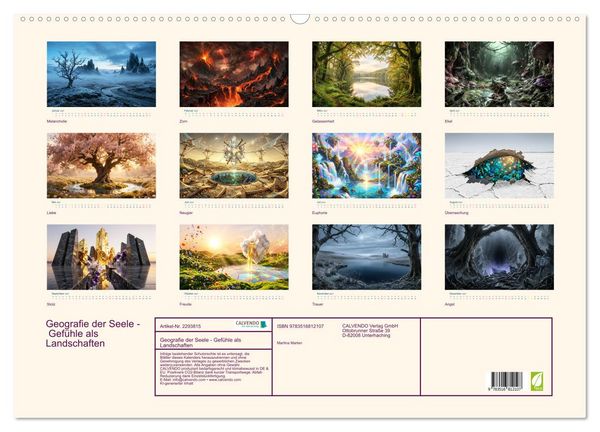 Produktbild: Geografie der Seele - Gef&uuml;hle als Landschaften (Wandkalender 2027 DIN A2 quer), CALVENDO Monatskalender