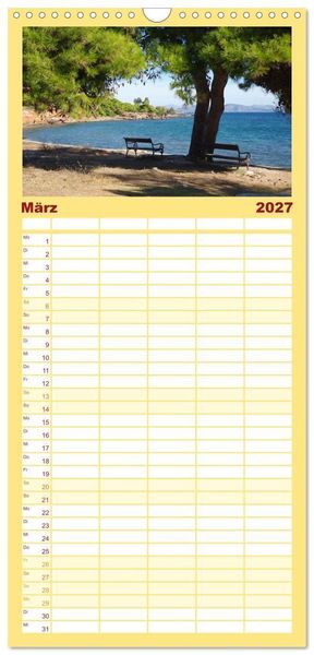 Produktbild: Familienplaner 2027 - Reisen ans Meer mit 5 Spalten (Wandkalender, 21 x 45 cm) CALVENDO