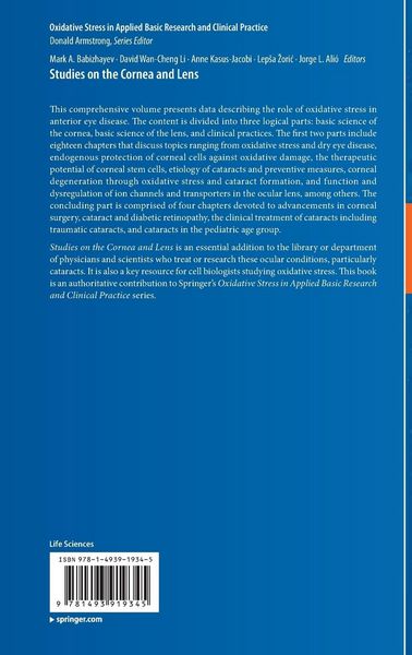 Produktbild: Studies on the Cornea and Lens