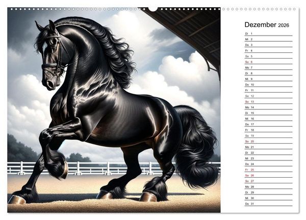 Produktbild: Pferde - die Sch&ouml;nheit edler Pferderassen (hochwertiger Premium Wandkalender 2026 DIN A2 quer), Kunstdruck in Hochglanz