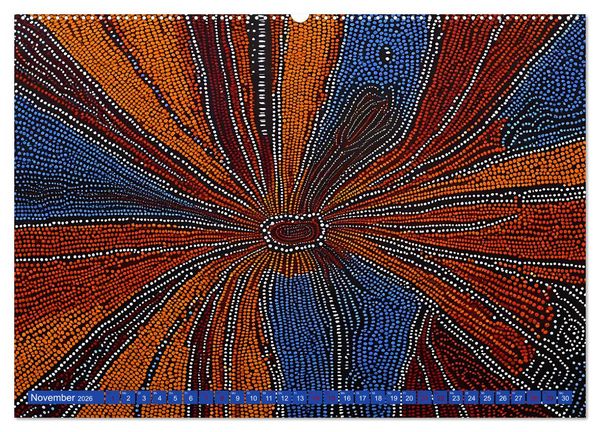 Produktbild: Traumzeit - KI-generierte Aborigine-Kunst aus dem Herzen Australiens (Wandkalender 2026 DIN A2 quer), CALVENDO Monatskalender