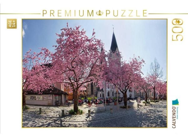 CALVENDO Puzzle Kirschbaumblüte auf dem Domplatz von Eichstätt | 500 Teile Lege-Größe 48 × 36 cm Foto-Puzzle für Erwachsene