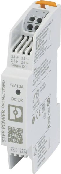 Produktbild: Phoenix Contact 1170952 Hutschienen-Netzteil (DIN-Rail) 12 V/DC 1.3 A 15 W Anzahl Ausg&auml;nge:1 Inhalt 1 St.